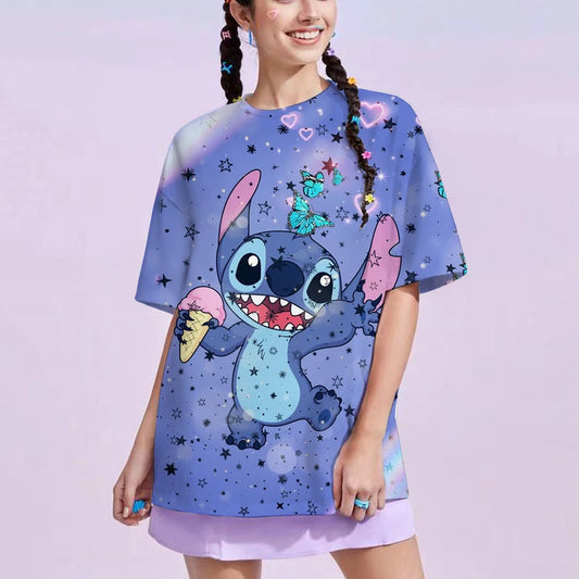 Sommer Frauen Disney's Lilo Stitch T-Shirt Cartoon Druck
